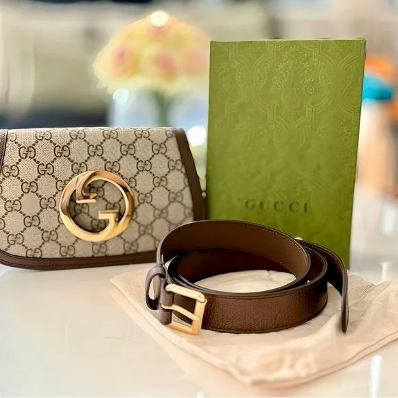 Gucci Brown Leather Belt Bag with Gold GG Buckle GUCCI Brown Leather GG Supreme Monogram Web | Mercari main image 2